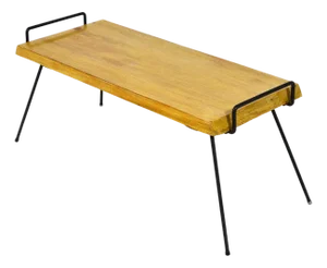 Mid-Century Wood Bench / Table with Iron Legs