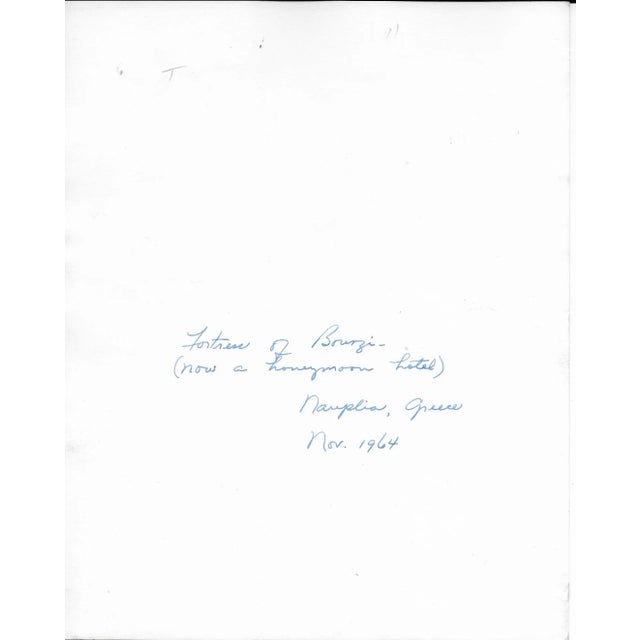 1964 b&w photo of the Greek coast and Bourtzi Castle by Don Ware. Title and Ware's stamp on back.