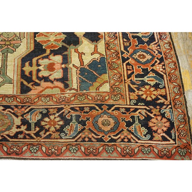 Red 1890s Red Medallion Tribal Antique Persian Heriz Serapi Rug 8' 5" X 12' 6" Knotted Wool Carpet For Sale - Image 8 of 11