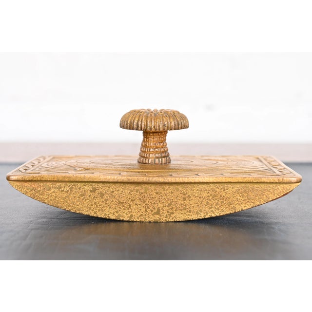 Art Deco Tiffany Studios New York Nautical Bronze Doré Rocker Blotter For Sale - Image 3 of 11