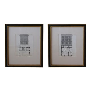 Mid 19th Century "Design for a First Class Tavern" American Architecural Engravings - a Pair For Sale