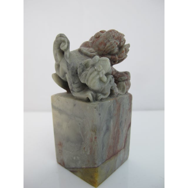Early 20th Century Chinese Foo Dog Carved Soapstone Chop Seal Stamp Sculpture For Sale - Image 5 of 9