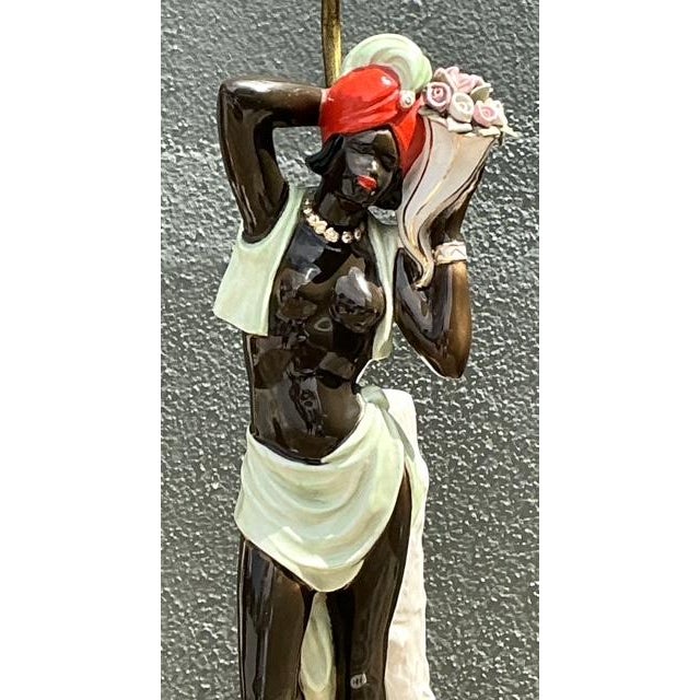 Coffee Vintage Mid Century Modern Glazed Ceramic Roma Lamps - A Pair For Sale - Image 8 of 12