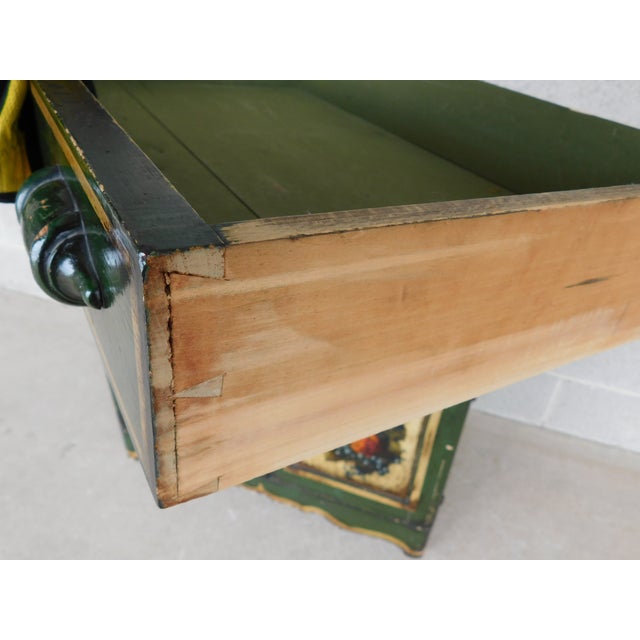Wood Antique Signed Peter Ompir Hand Paint Wash Stand 37"w For Sale - Image 7 of 18