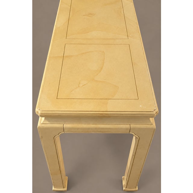 Henredon Henredon Ming Goatskin Console Table With Two Stools 1970's For Sale - Image 4 of 11