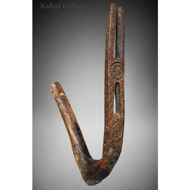 Antique Afghanistan Hand-Carved Hook Nuristan, 1890s For Sale - Image 6 of 13