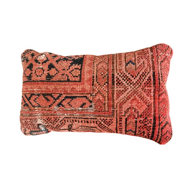 Antique Lumbar Malayer Rug Pillow Fagment 14.5" by 9" For Sale - Image 4 of 6