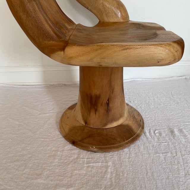 1970s 1970s Buddha Hand Carved Wooden Chair For Sale - Image 5 of 12