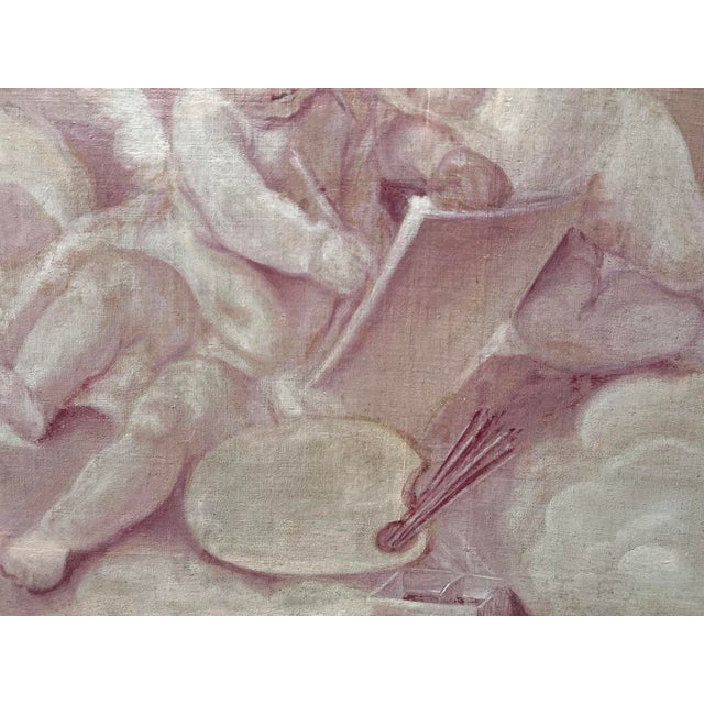 Putti, 19th Century, Oil Paintings on Canvas, Set of 2 For Sale - Image 6 of 18