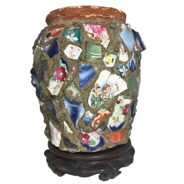 1950s Mid-Century Picasiette Terra Cotta Planter, Indigo Seas For Sale - Image 5 of 10