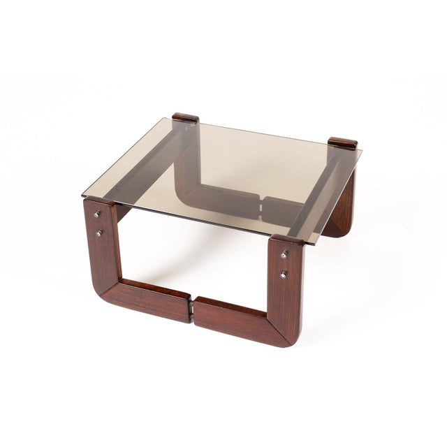 1970s Mid Century Brazilian Modernist Side Table — Percival Lafer Mp-97 — Rosewood + Glass For Sale In Los Angeles - Image 6 of 8