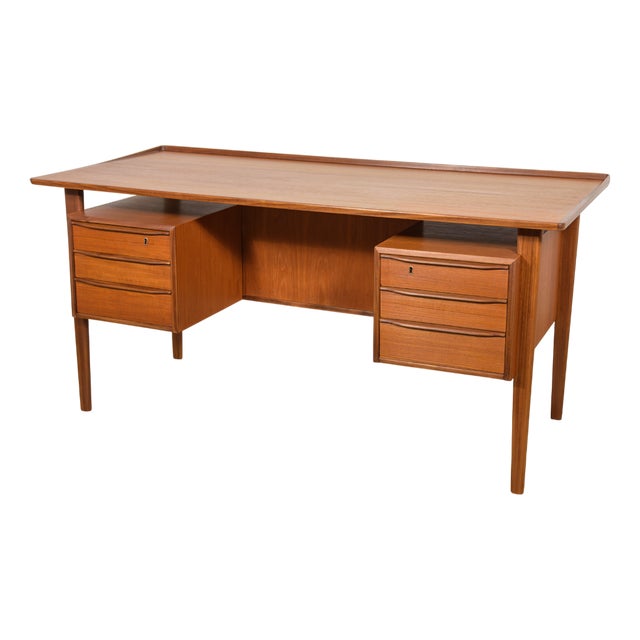 Mid-Century Freestanding Teak Desk by Peter Løvig Nielsen for Loviq, 1960s For Sale