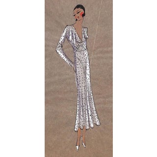 Parisian Women's C1920s Fashion Gouache For Sale