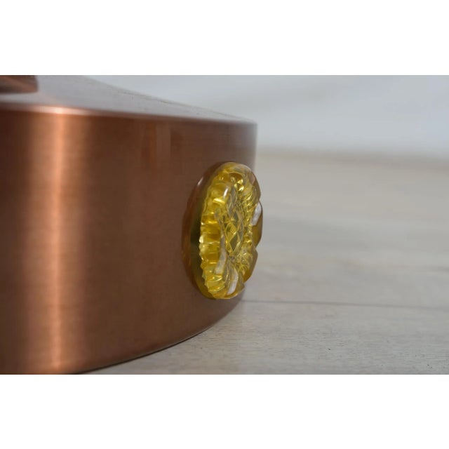 Copper Scandinavian Copper & Glass Ceiling Lamp, Denmark, 1960s For Sale - Image 8 of 10