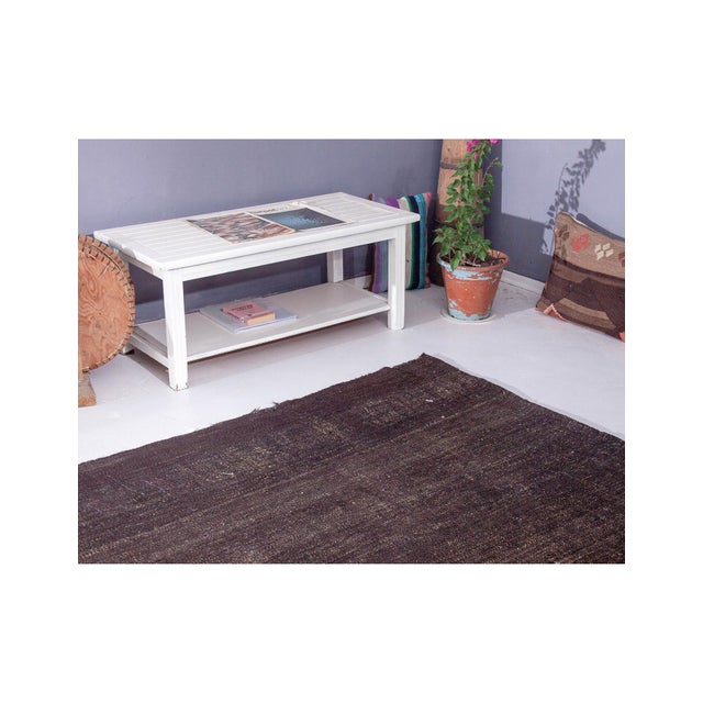 Oversized Dark Brown Turkish Tente Kilim Rug - 10`10" X 21`8" For Sale In Los Angeles - Image 6 of 6
