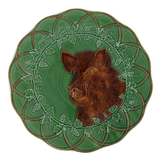 Bordallo Pinheiro Woods Large Plate Boar, 15" For Sale