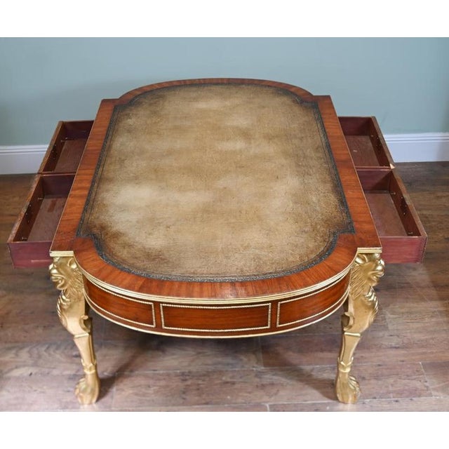 Regency Revival Gilt Mahogany Writing Table, 1880 For Sale - Image 11 of 12