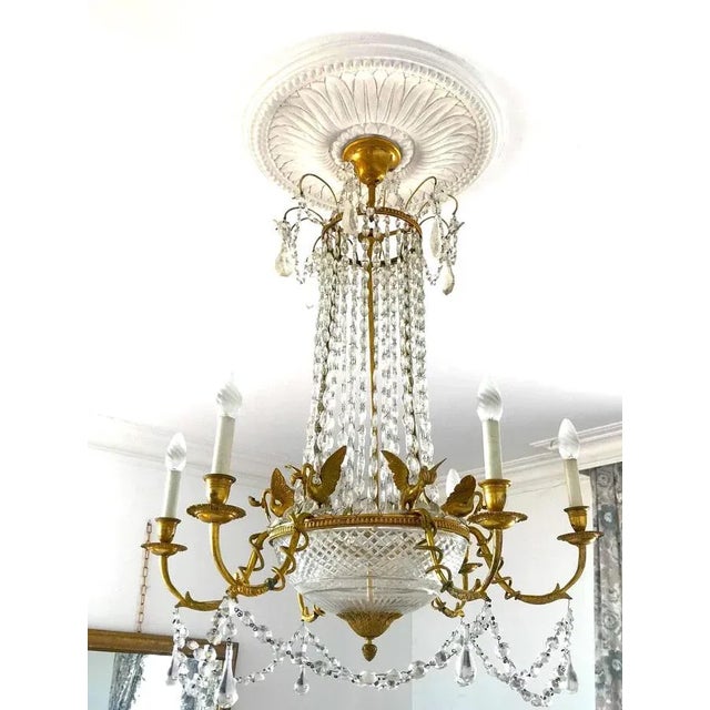 Empire Gilt Bronze and Cut Crystal Chandelier, 1815 For Sale - Image 4 of 11
