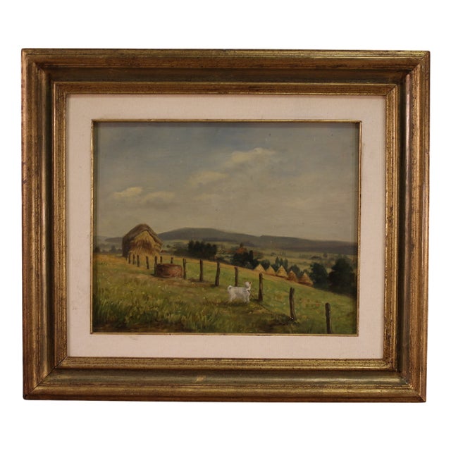 Landscape, 1935, Small Oil on Board, Framed For Sale