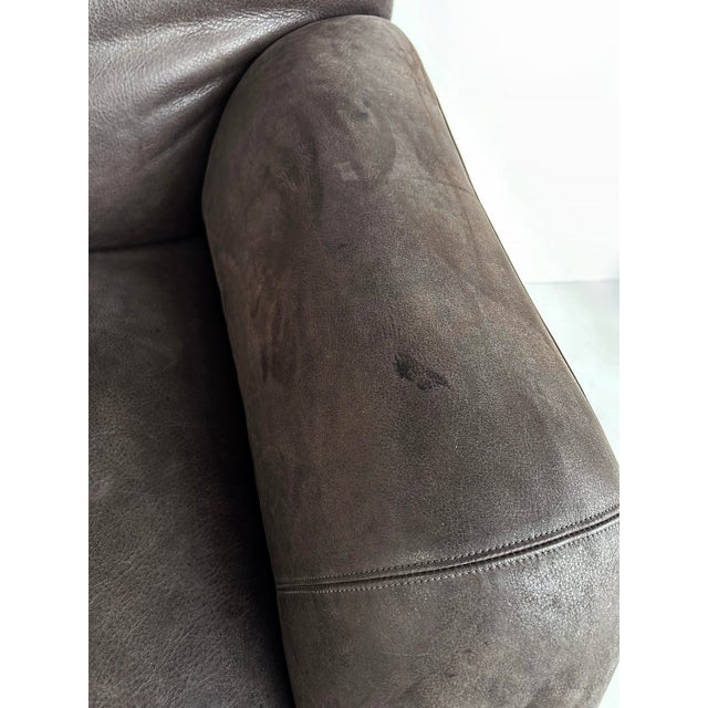 Brown Edra Chiara Model Ottoman, Lounge Chair With Chrome Bases, Supple Leather, Setof 2 For Sale - Image 8 of 18
