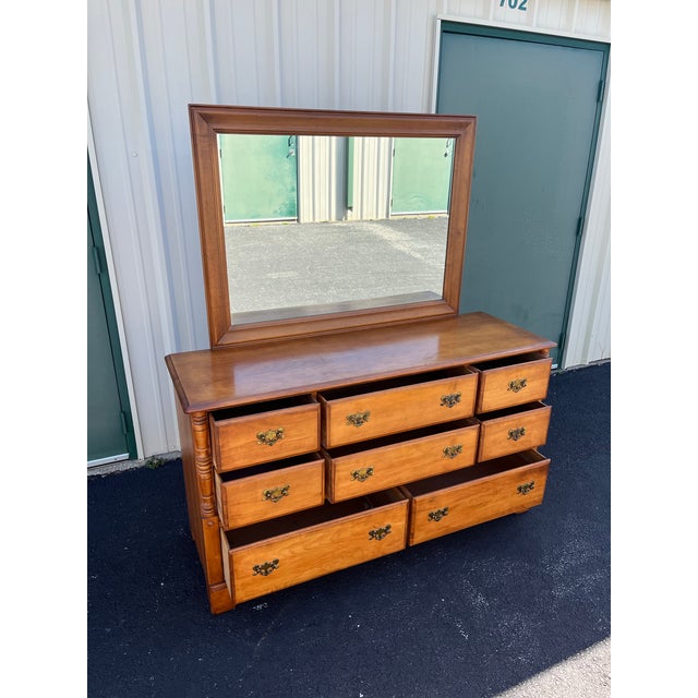 Brown Vintage Ballman Cummings Solid Maple 8-Drawer Dresser With Mirror For Sale - Image 8 of 12