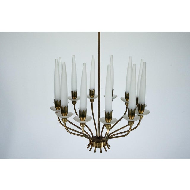 Gold 12-Light Chandelier by Angelo Lelii for Arredoluce, Italy, 1953 For Sale - Image 8 of 11