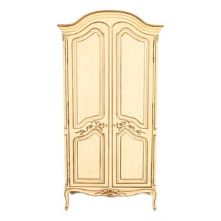 Henredon French Provincial Louis XV Cream Lacquered Armoire Dresser or Gentleman's Chest, Circa 1960s For Sale