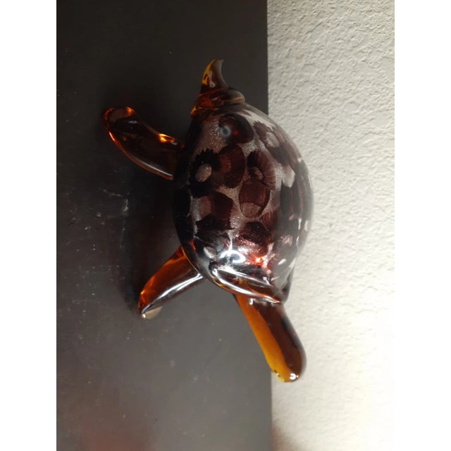 1980s Murano Italy Silver Aventurine Amber Art Glass Turtle Figurine For Sale - Image 9 of 10