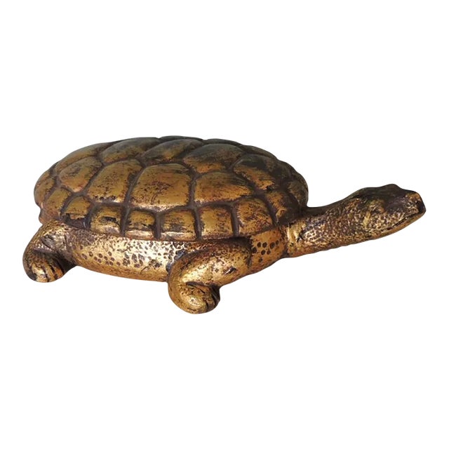 Gold Leaf Terracotta Turtle Candle From Mexico For Sale