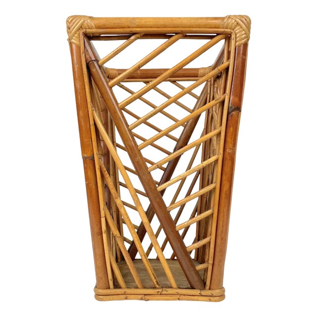 Mid-Century Modern Bamboo & Rattan Umbrella Stand, Italy, 1960s For Sale