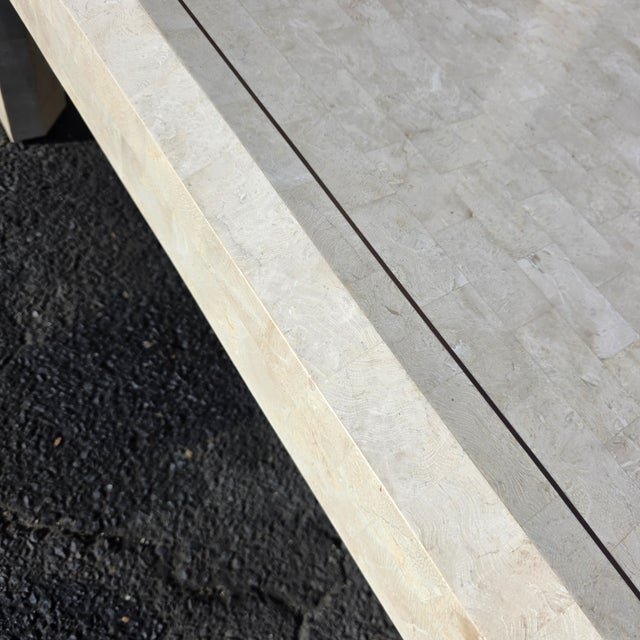 Modern Vintage Post Modern Tessellated Stone Brass Inlay Coffee Table For Sale - Image 3 of 4