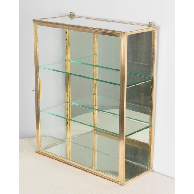 Mid-Century Modern French Art Deco Brass Wall Vitrine For Sale - Image 3 of 9