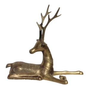 Large Brass Reclining Deer Attributed to Sarreid From the 1960s