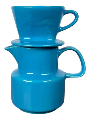 German Mid-Century Modern Space Age Ceramic Puppet-size Coffee Filter and Pot Set from Melitta, 1960s, Set of 2