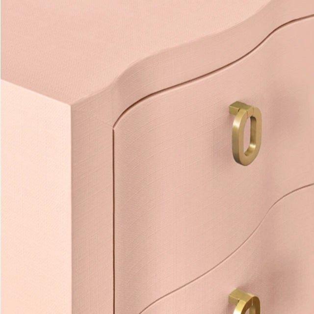 Not Yet Made - Made To Order Matthew Izzo Home Helena Pink Textured Linen Two Drawer Side Table For Sale - Image 5 of 8