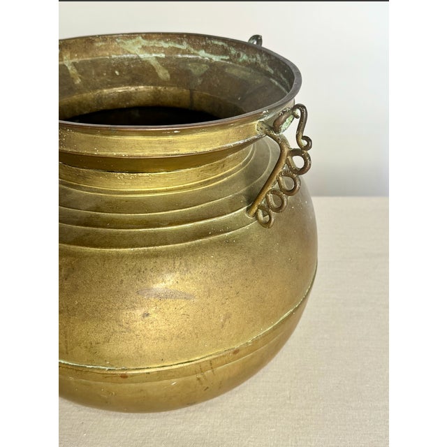 1900s Antique Brass Vase With Chinoiserie Details For Sale - Image 4 of 6