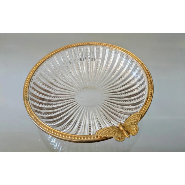 French Cut Crystal and Butterfly Adorned Gil Trinket Dish For Sale - Image 4 of 4