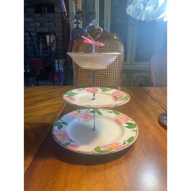 1980s Franciscan Desert Rose 3 Tired Cake Stand For Sale - Image 10 of 12