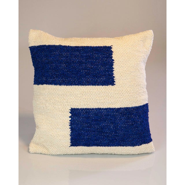 2020s Contemporary Casa Cubista Navy Blue Maze Pillow For Sale - Image 5 of 5