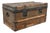 Large Antique Bohemian Wooden and Canvas Travel Trunk, 1920s For Sale