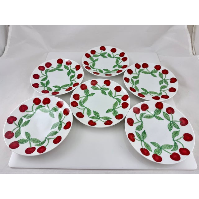 For your consideration are these 6 Richard Ginori Bread and Butter plates in their Cherries pattern. They were crafted in...