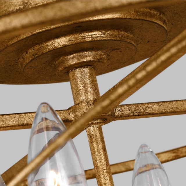 2020s Chapman & Myers by Visual Comfort Studio Beatrix 4-Light Medium Semi-Flush Mount in Antique Gild Gold For Sale - Image 5 of 6