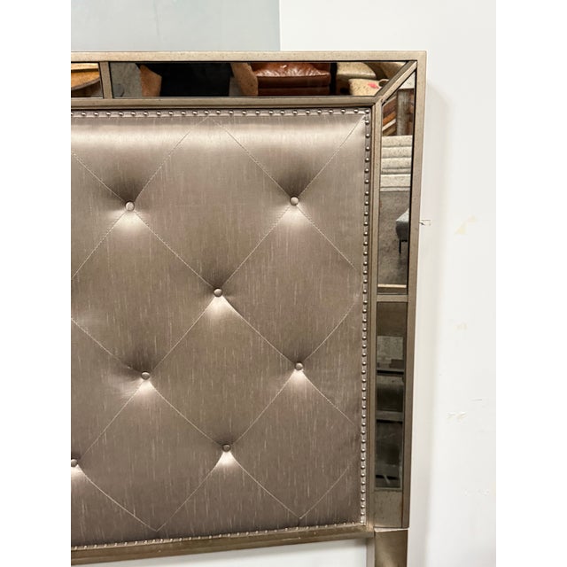 Eastern King Size Z Gallerie Ava Mirrored Tufted Bed For Sale - Image 4 of 12