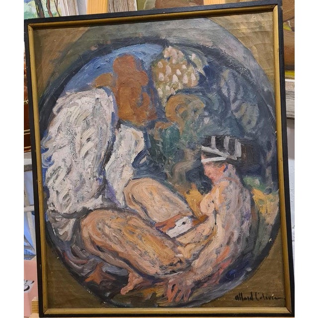 Aesthetic Movement Allegorical Painting, Leda and the Swan, Early 20th Century by Fernand Allard l'Olivier For Sale - Image 4 of 12