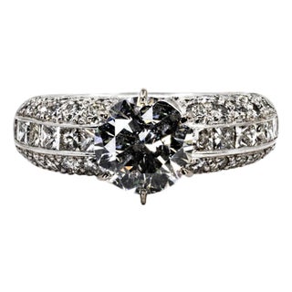 Late 20th Century 2.02 Round G SI1 GIA Ring, Size 5 For Sale