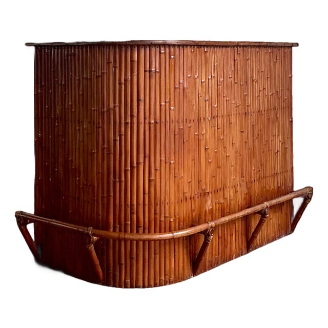 Vintage Curved Bamboo Tiki Bar For Sale