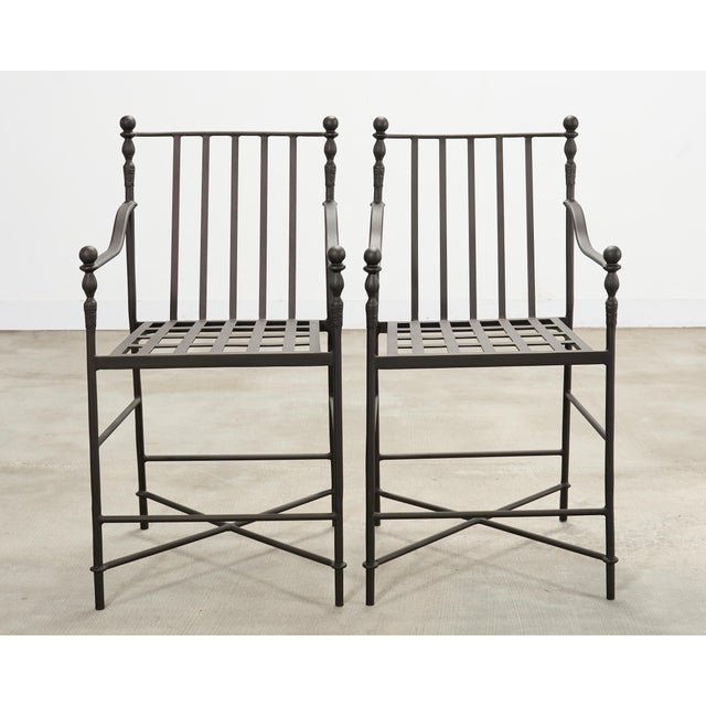 Michael Taylor Set of Four Michael Taylor Montecito Bronzed Garden Barstools For Sale - Image 4 of 18
