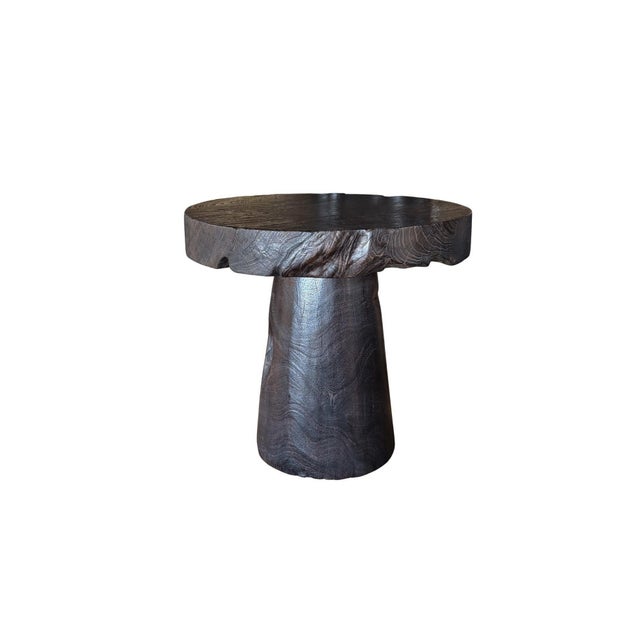 Not Yet Made - Made To Order Round Side Table Crafted From Mango Wood, Espresso Finish Modern Organic For Sale - Image 5 of 6