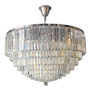 Postmodern Style Chrome Round Crystal Chandelier Light Modern Neutral