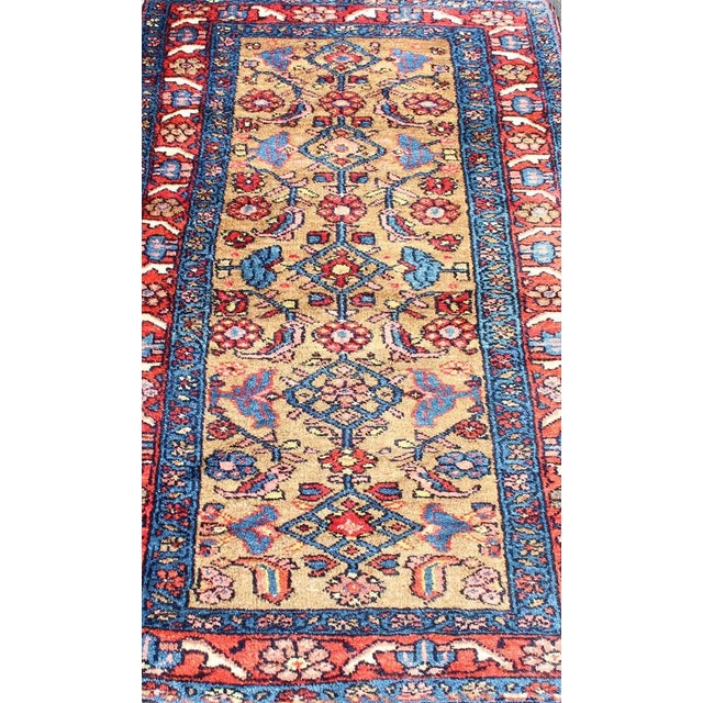 1920s Antique Persian Hamadan Rug With Colorful Geometric All-Over Design in Yellow For Sale - Image 5 of 12